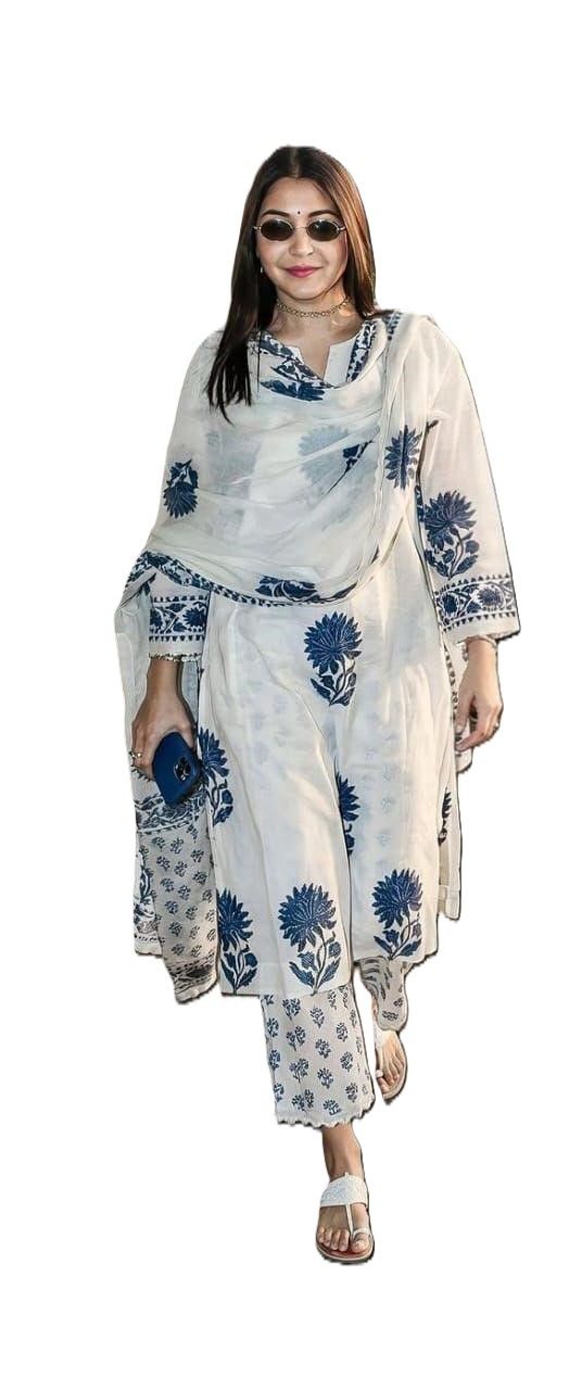 Pure Cotton lace work print  kurti  with plazzo size XL - Main physical image
