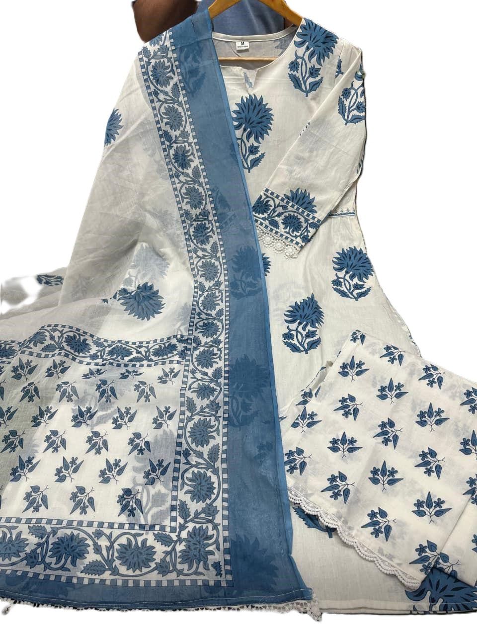 Pure Cotton lace work print  kurti  with plazzo size XL - back view
