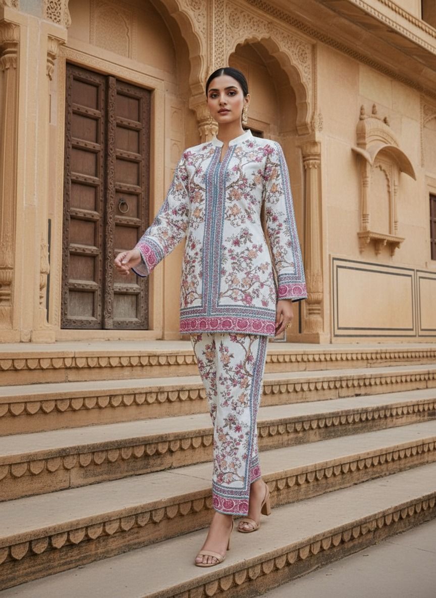 Turkish Print Stylish Designer PArty Wear Premium Cord Set - back view