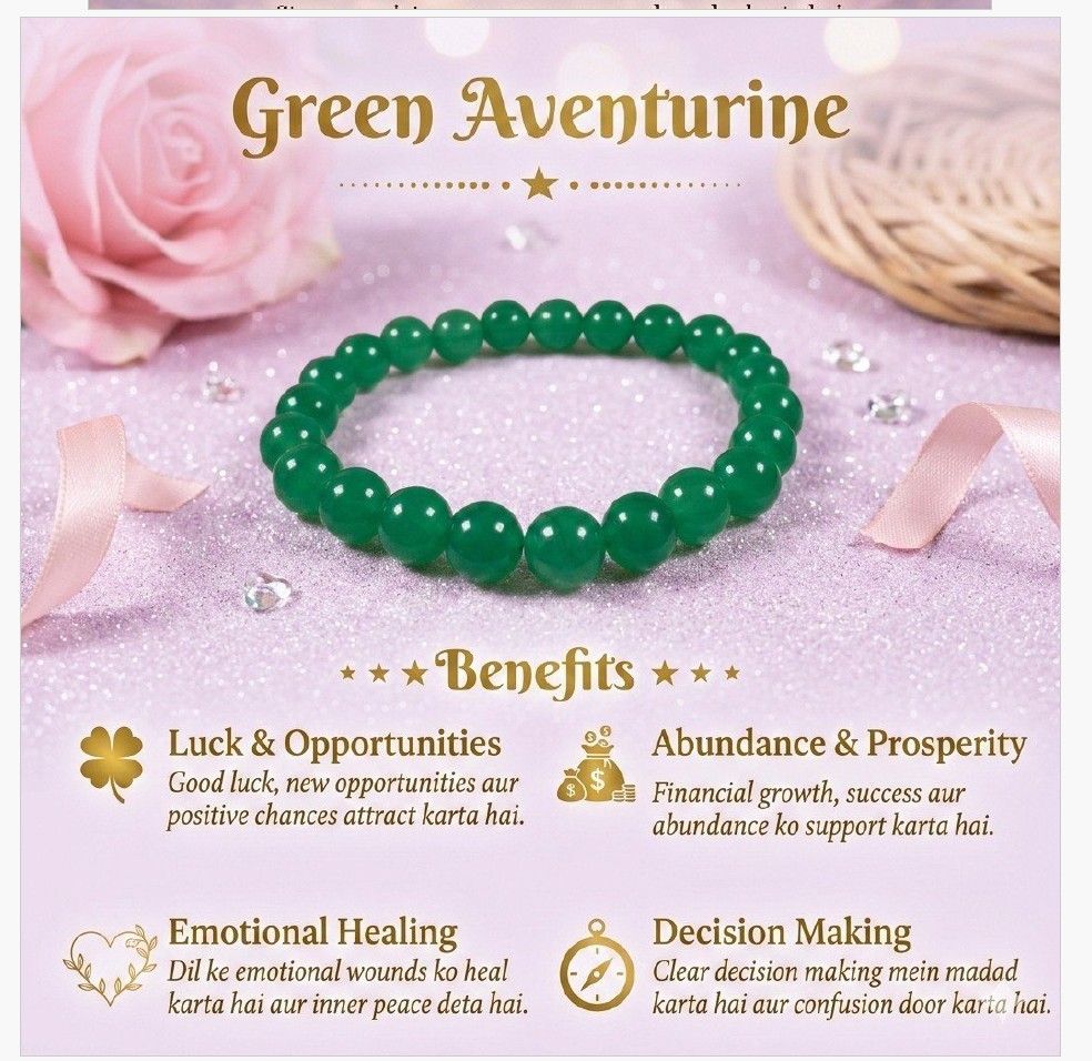 Natural Green Aventurine Gemstone Elastic Bead Bracelet