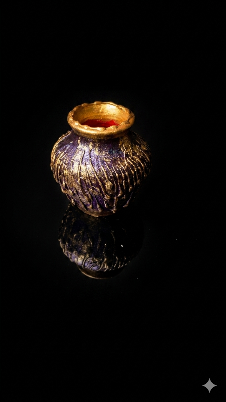 Miniature terracotta/ clay/ earthen/ mitti handcrafted and hand painted pots ideal for standalone show piece, home decor, office decor, bedroom decor, living room decor, tabletop decor - back view