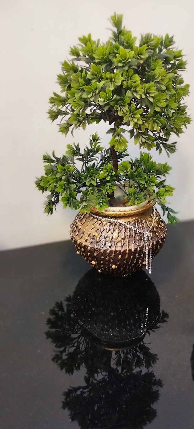 Royal handcrafted and hand painted decorative terracotta/ clay/mitti/ earthen pot/ matka/ vase for home/ office/ bedroom shelf/ living room/ hotel/ balcony decor - back view