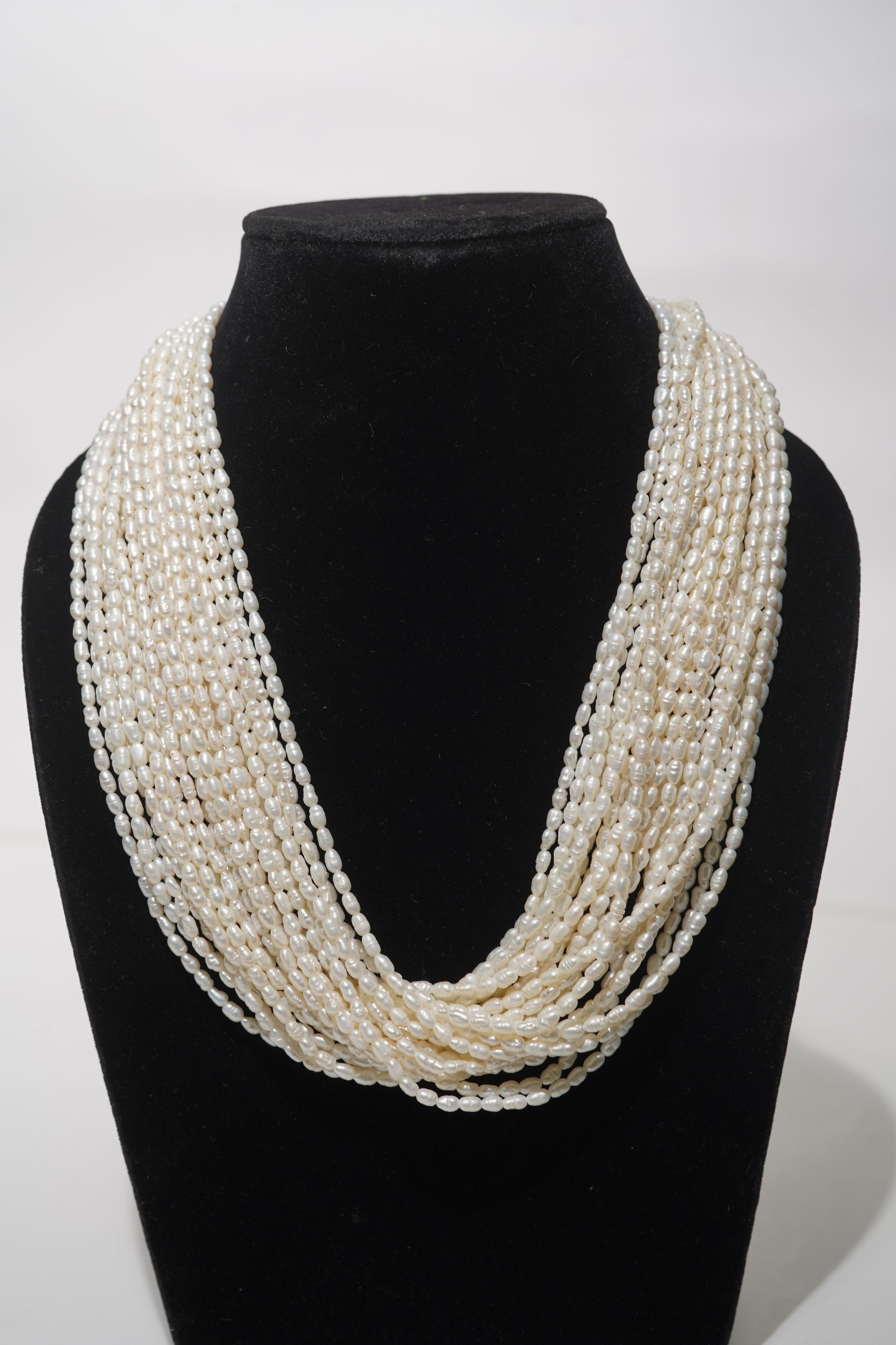 Natural Freshwater Real Pearl Gemstone Beads White Rice Oval Shape 2-3 Mm 20-22 Inches in Length - back view
