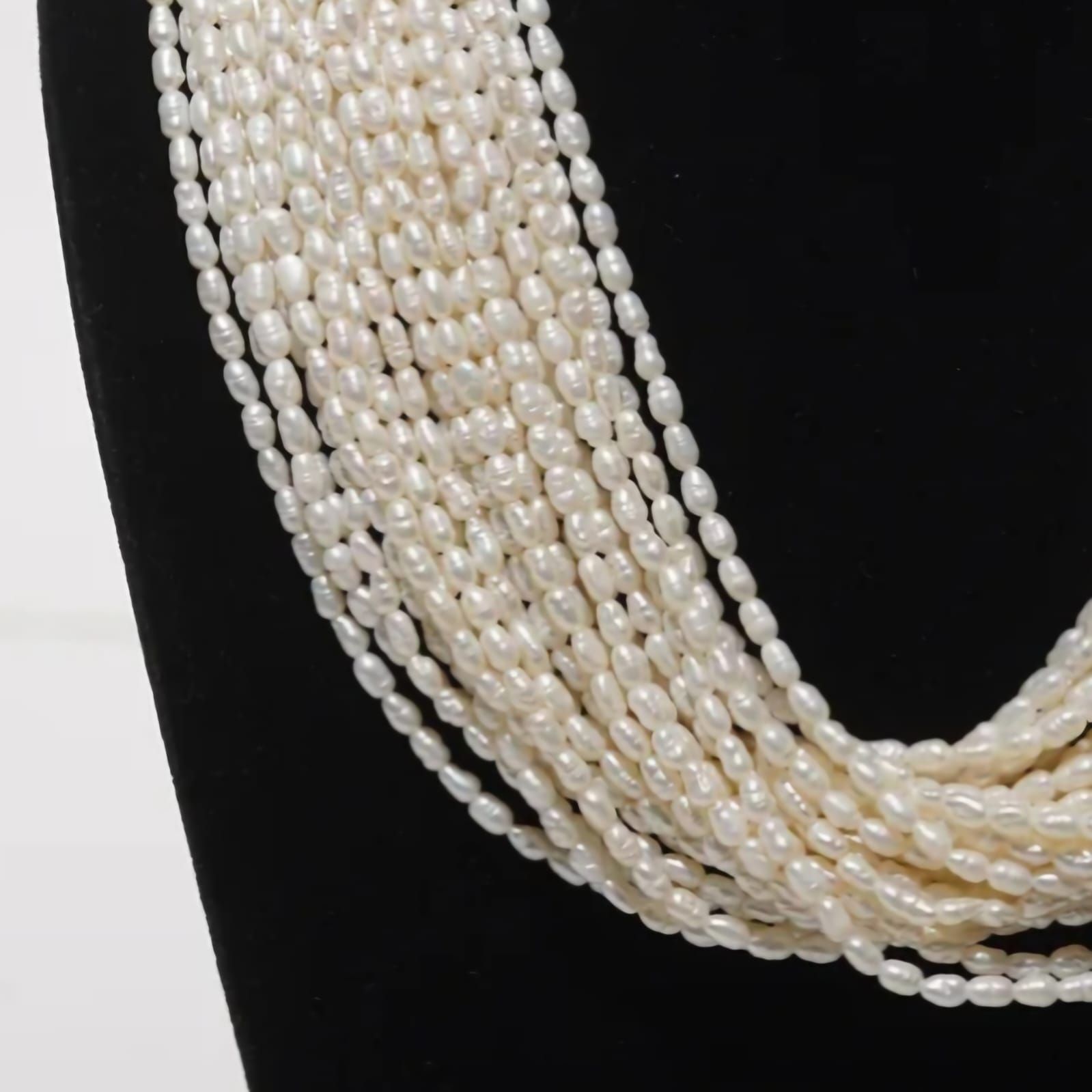 Natural Freshwater Real Pearl Gemstone Beads White Rice Oval Shape 2-3 Mm 20-22 Inches in Length - side view