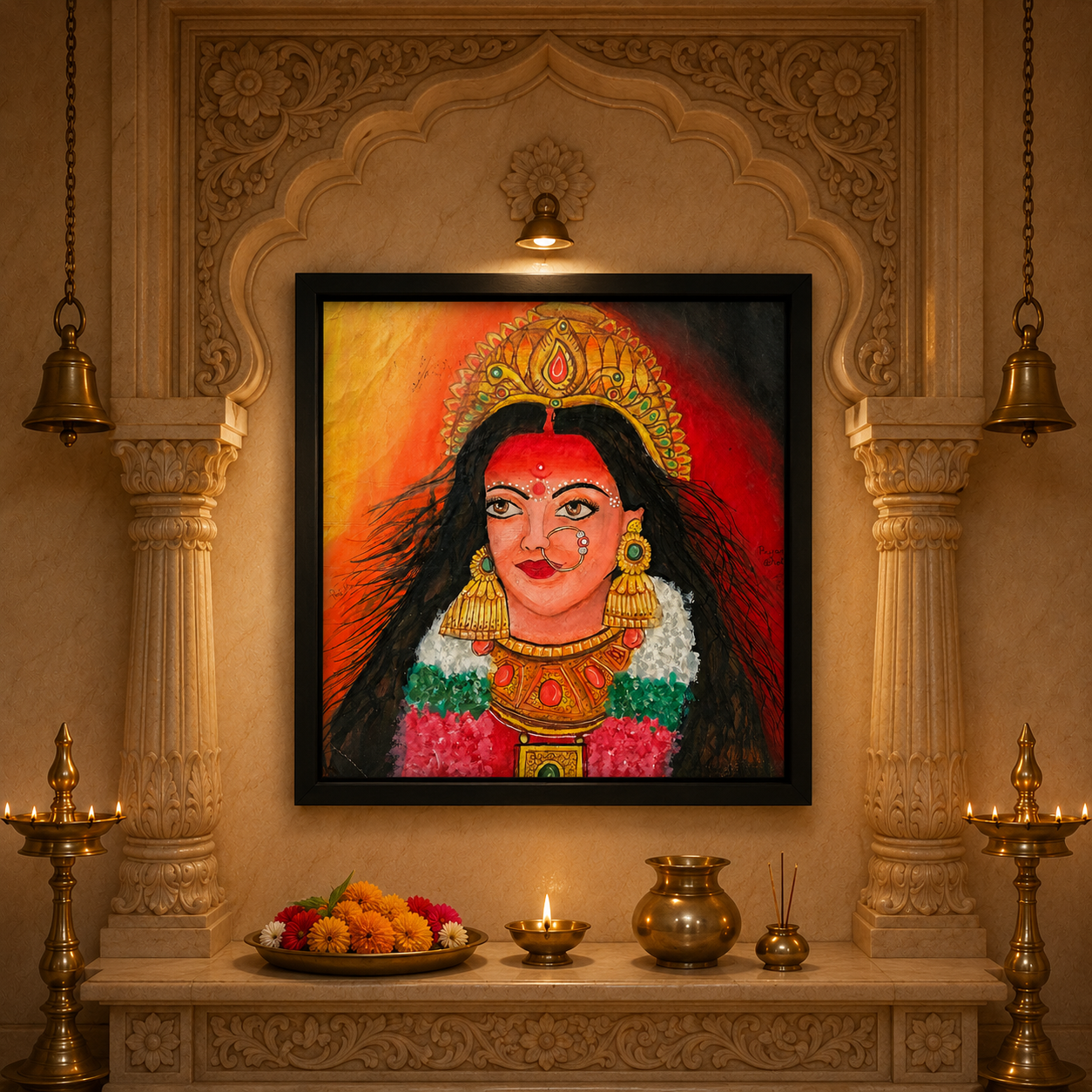 Painting of Durga Maa - back view