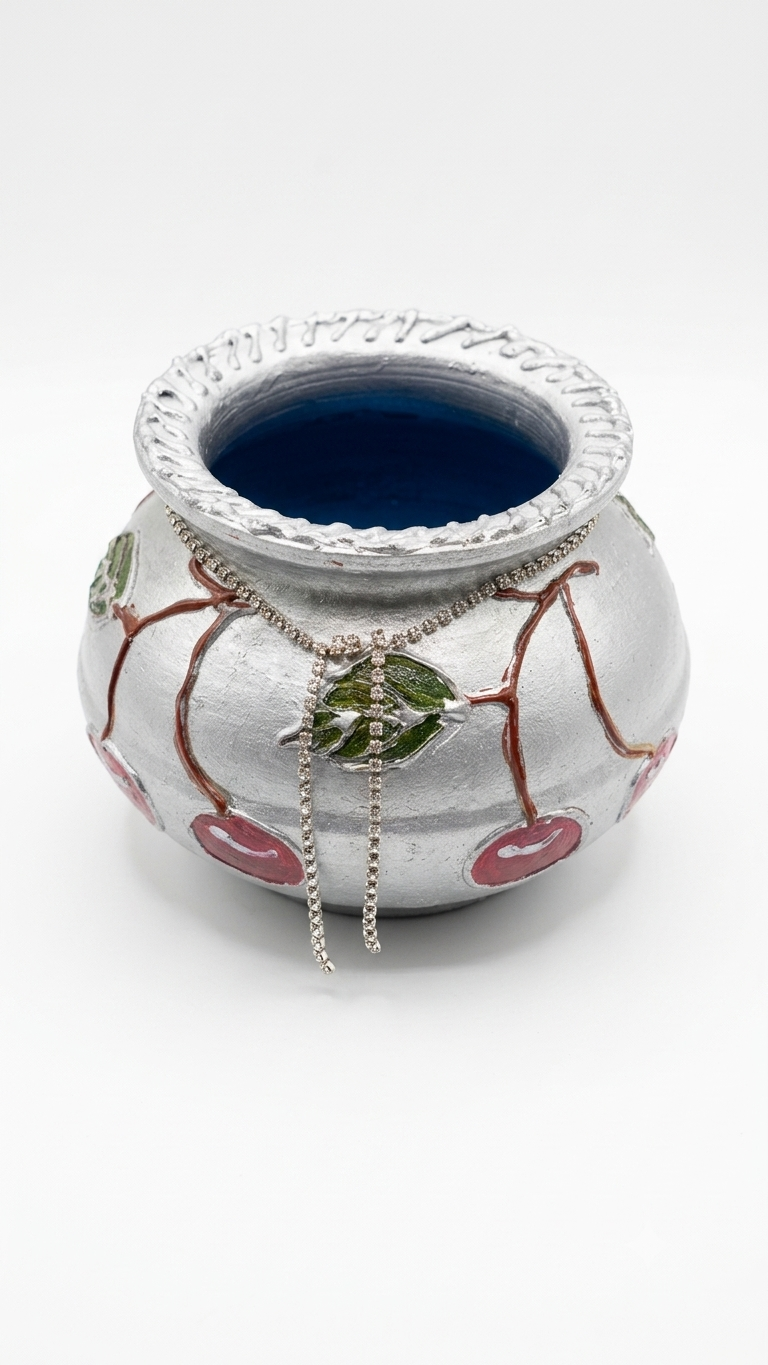 Handcrafted and hand painted silver terracotta/ clay/ mitti/ earthen…