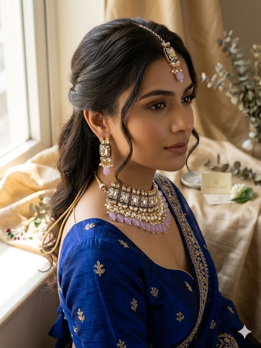 Royal Roop Kundan Choker Necklace Set with Matching Earrings