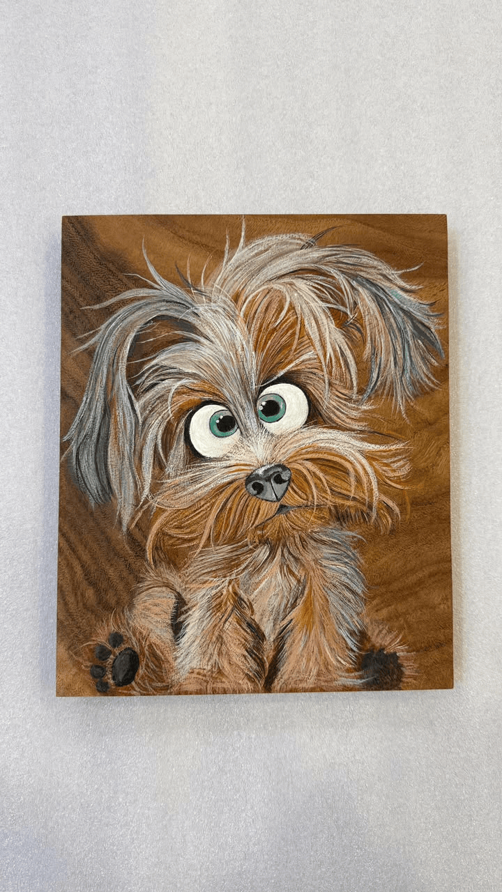 Custom Hand-Painted Shih Tzu Wooden Portrait Wall Art