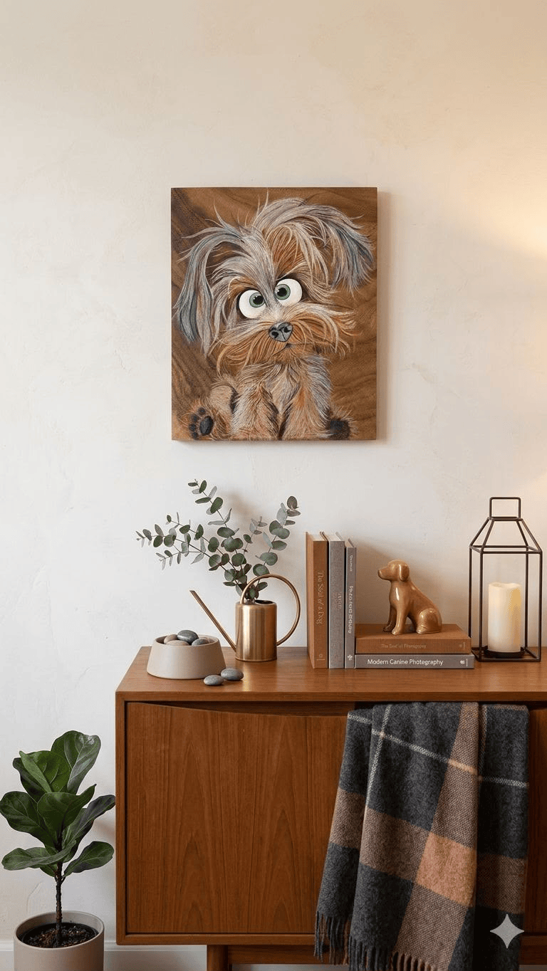 Hand-Painted Shih Tzu Portrait on Wood - back view