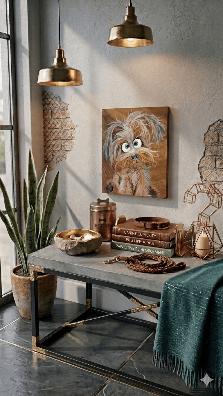 Hand-Painted Shih Tzu Portrait on Wood - detail view