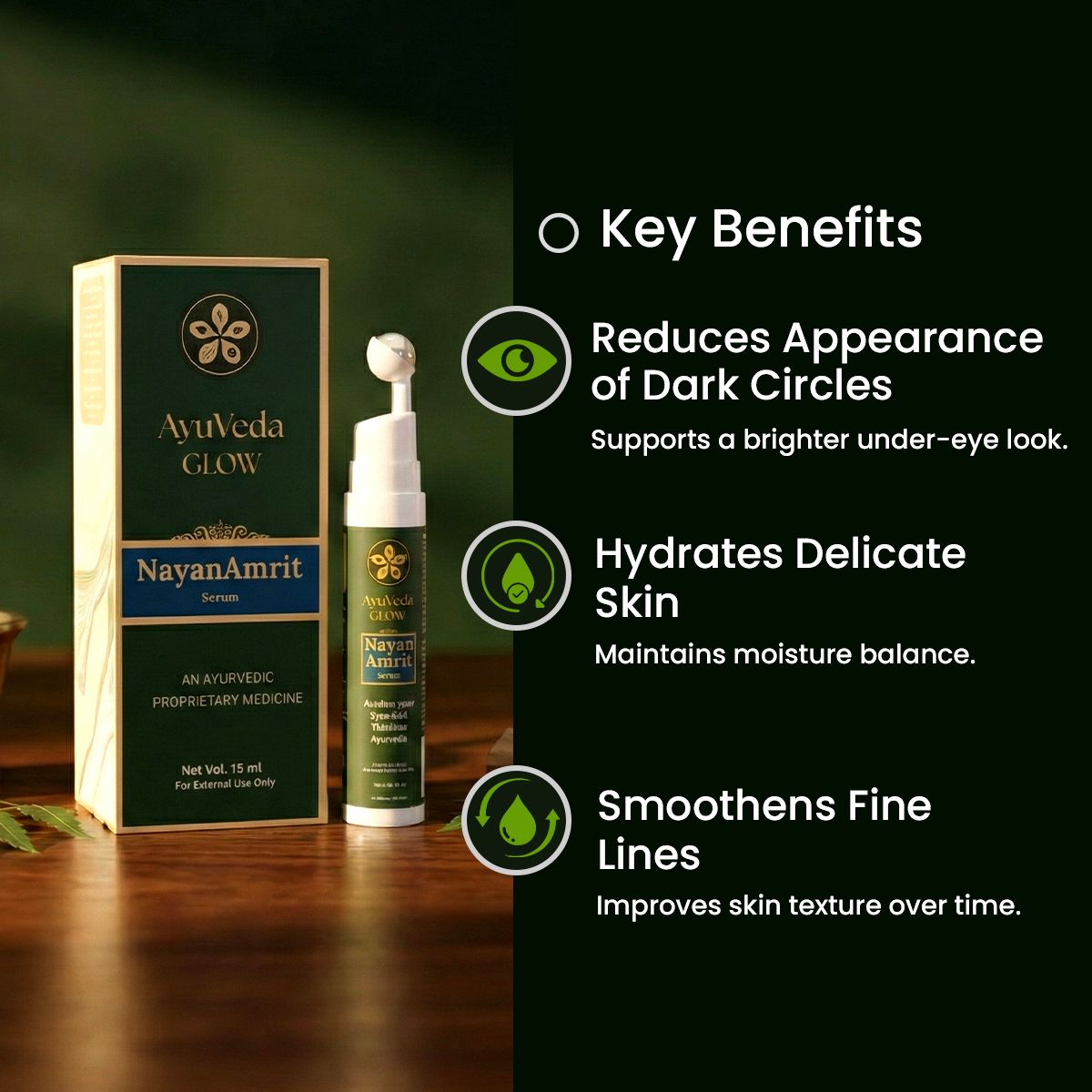NayanAmrit: Ayurvedic Under Eye Serum - in use