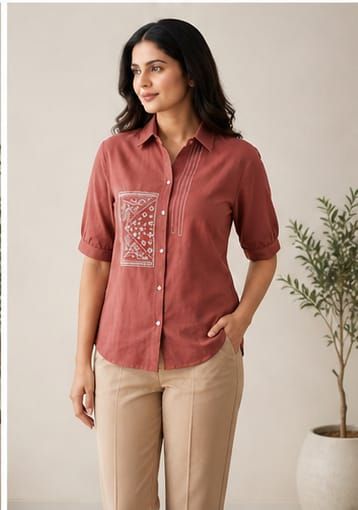 Elegant Embroidered Cotton Flex Everyday Top for Women