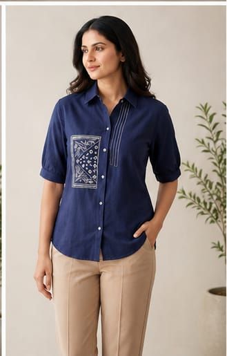 Elegant Embroidered Cotton Flex Everyday Top for Women