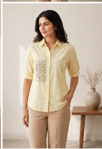 Elegant Embroidered Cotton Flex Everyday Top for Women