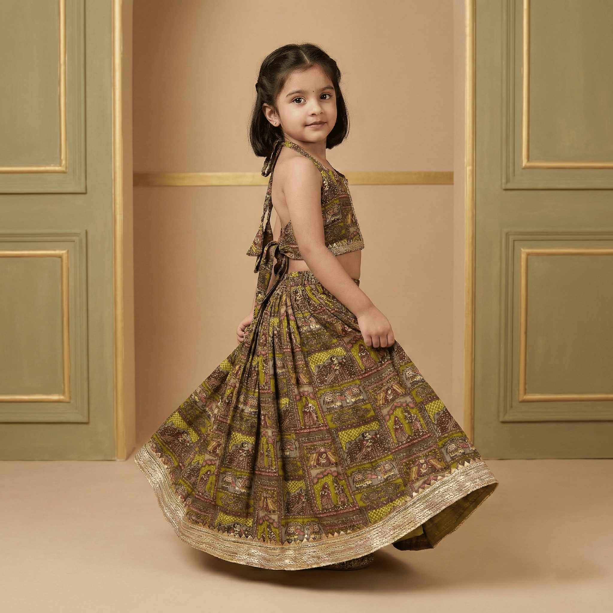 Ethnic Skirt Top Set - back view