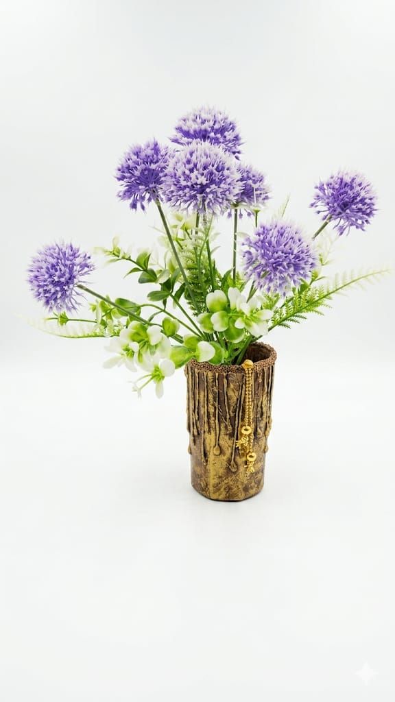 Royal Antique Handcrafted Brown-Golden 3D Drip Glass Flower Vase