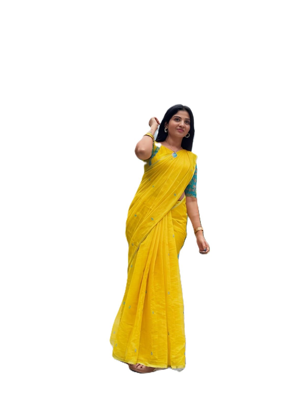 Handwoven Linen-Cotton Blend Festive Saree Collection