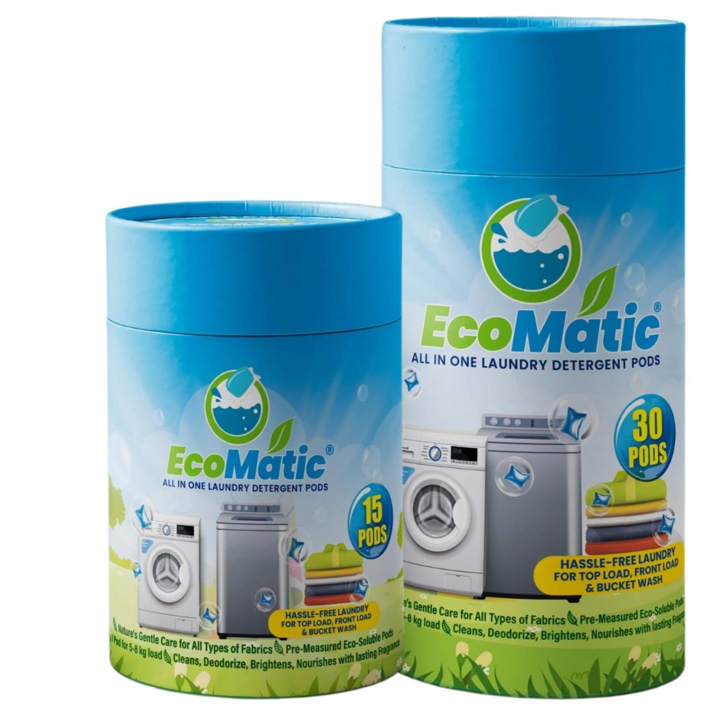Ecomatic All-in-One Eco-Soluble Detergent Laundry Pods (Pack of 30)