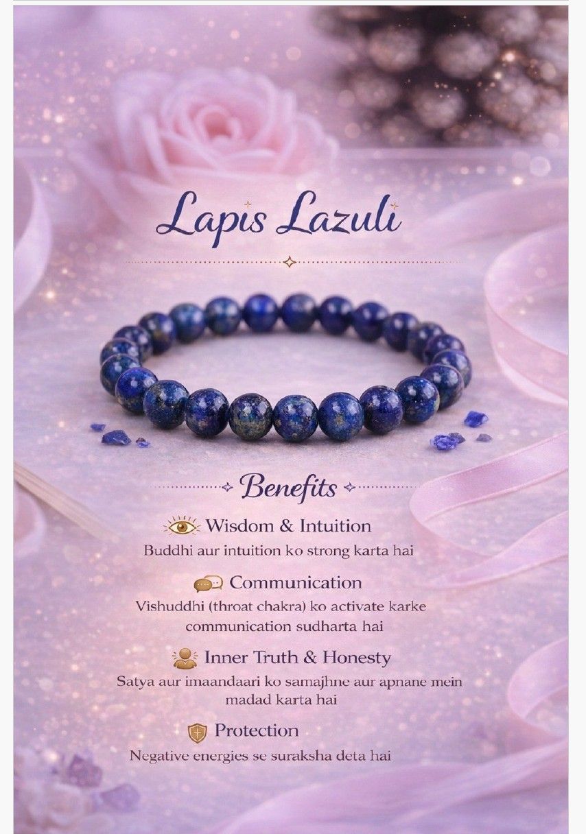 Natural Lapis Lazuli Gemstone Elastic Bead Bracelet