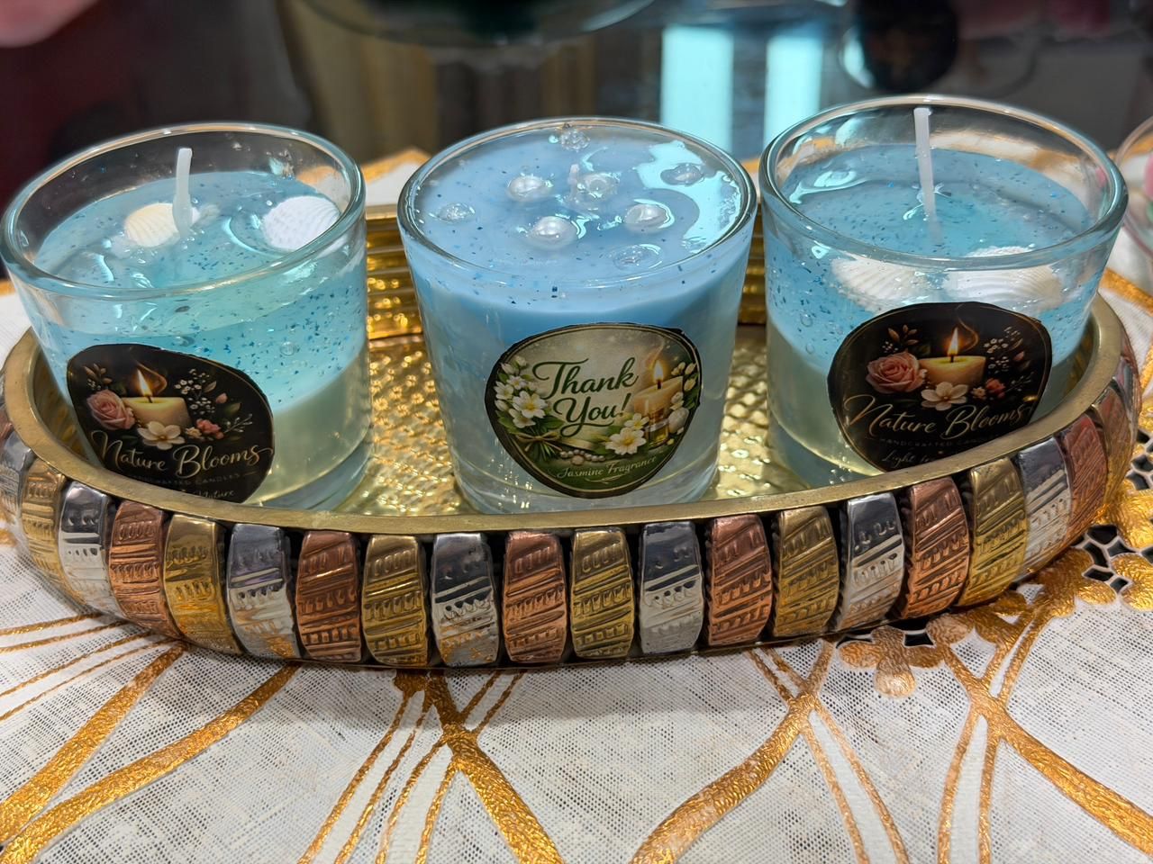 Nature blooms-Handmade decorative candles for all occasions - back view