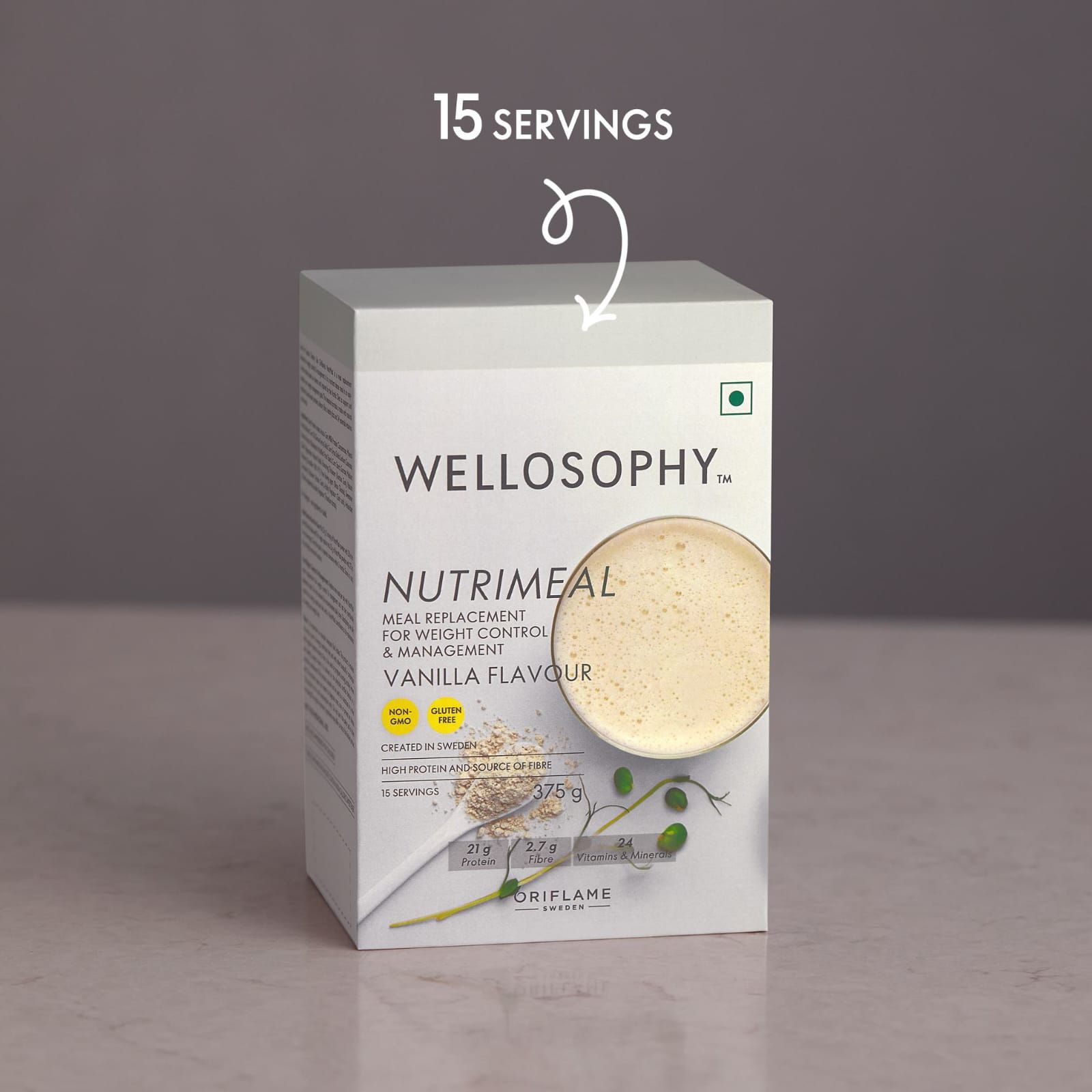 Oriflame Wellosophy NutriMeal Plant-Based Vanilla Protein Powder (375g)