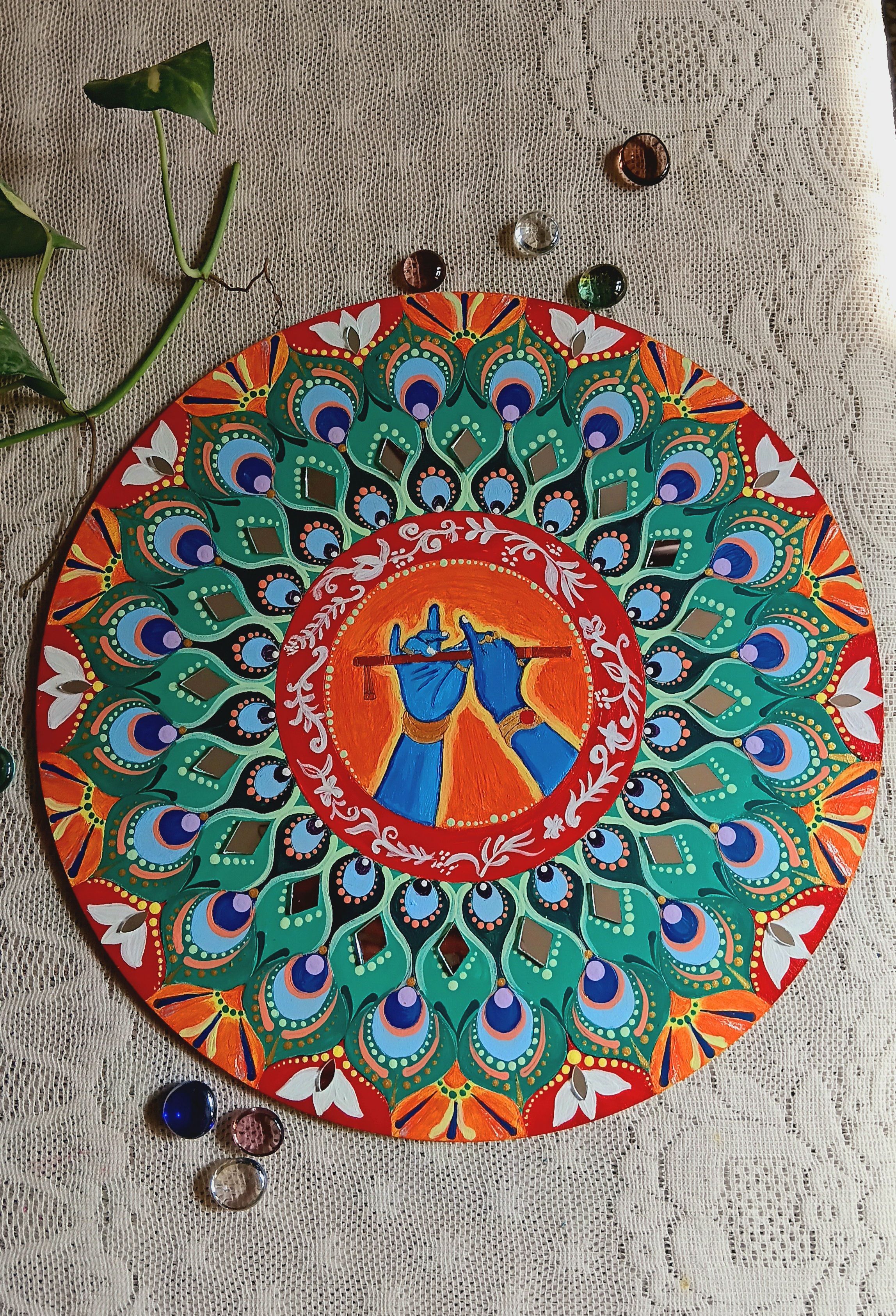 Murli Manohar Mandala Decor 12 inches Wall Hanging