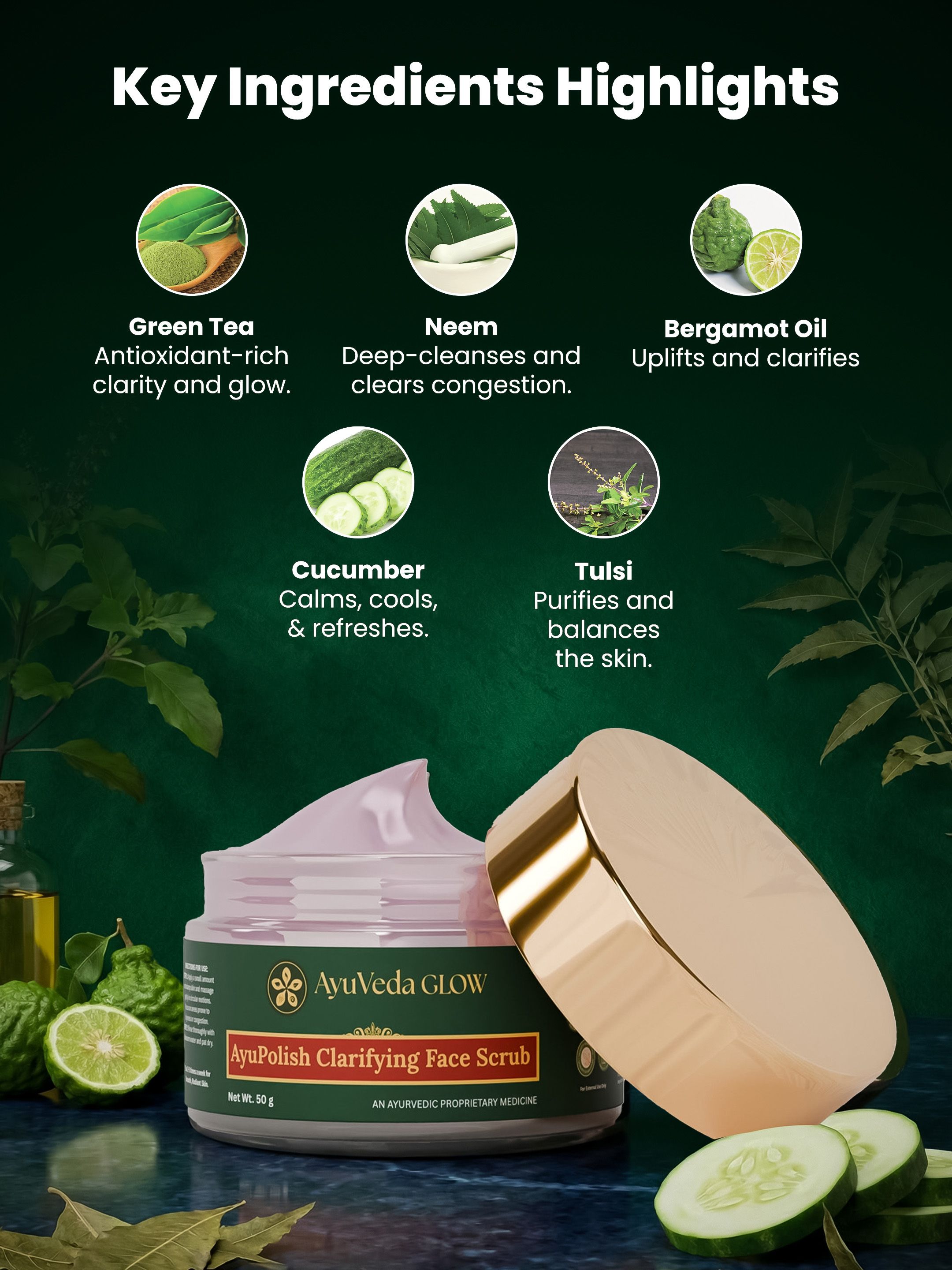 AyuPolish: Ayurvedic Clarifying Face Scrub - ingredients
