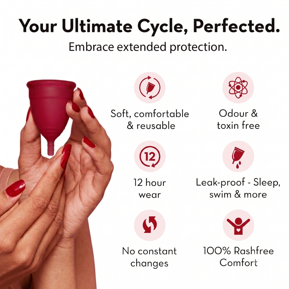 Auleaves Reusable Menstrual Cup with Cotton Pouch | Medical Grade Silicone | ISO 10993 & CDSCO Certified | No Leakage, Up to 10 Hours Protection | Reusable for 5 Years - close-up