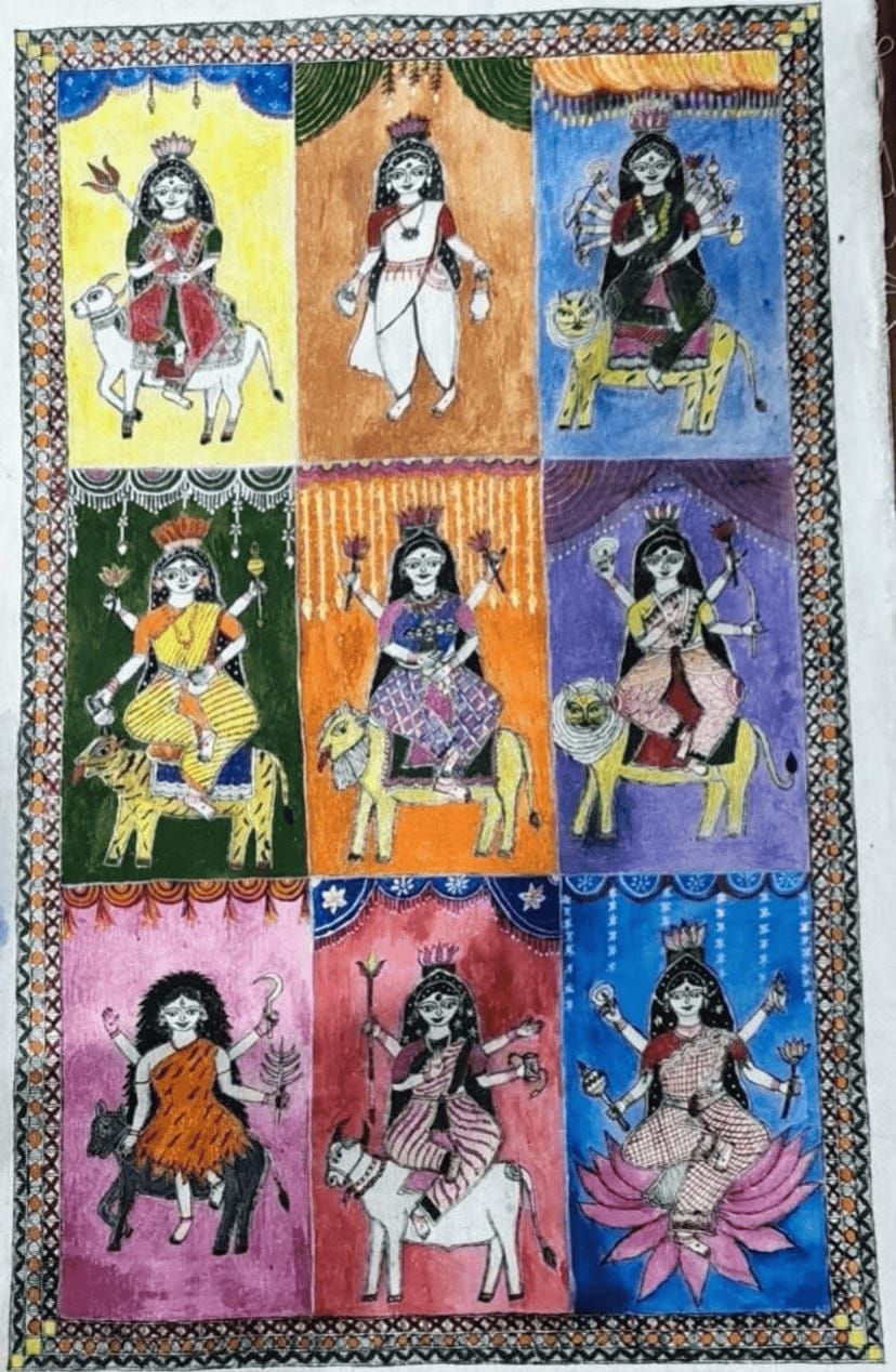 Nav Durga Madhubani Painting