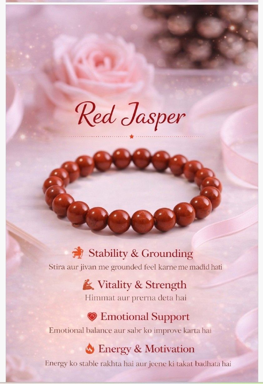 Natural Red Jasper Gemstone Elastic Bead Bracelet