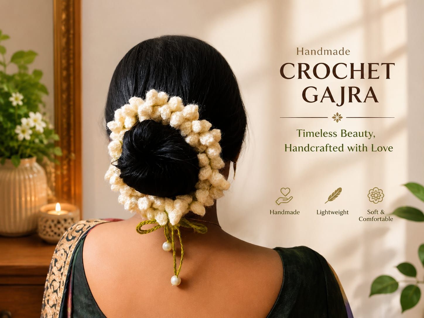 Handmade Crochet Floral Hair Gajra Accessory