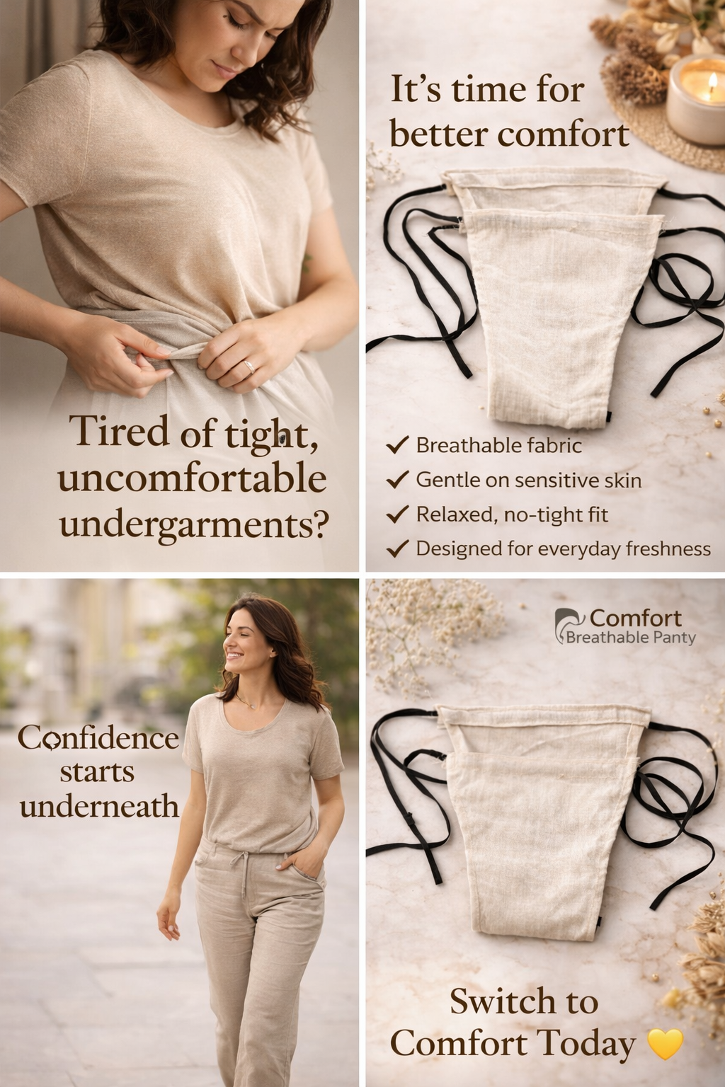 Organic cotton underwear for women, breathable, comfort, pure cotton  - Main physical image