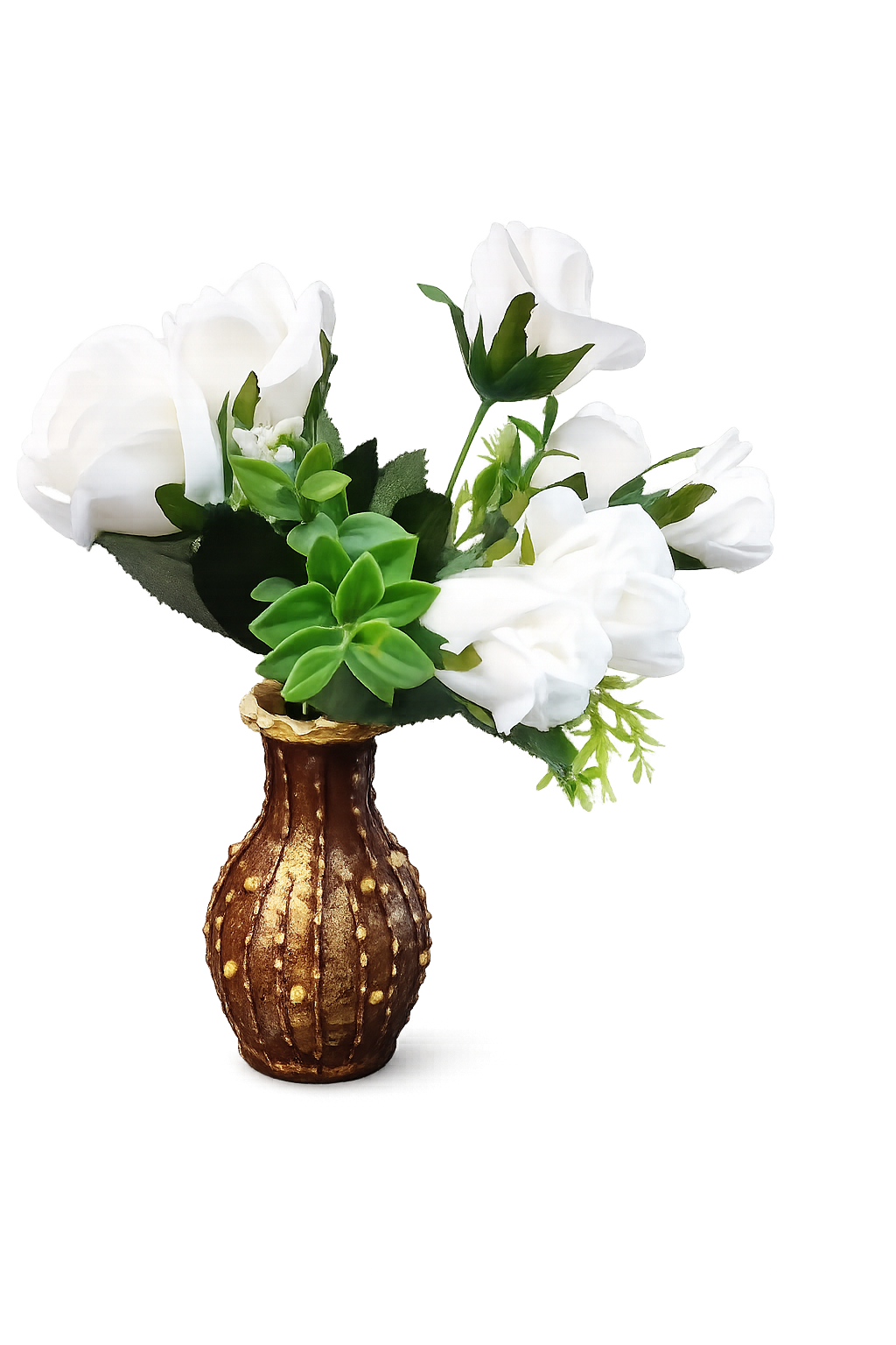 Terracotta /clay/ earthen/ mitti handcrafted and hand painted antique look flower vase for home decor, office decor, center table tabletop decor, living room decor, bedroom decor - in use