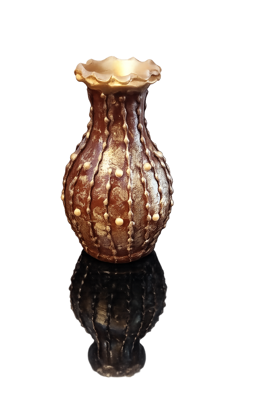 Terracotta /clay/ earthen/ mitti handcrafted and hand painted antique look flower vase for home decor, office decor, center table tabletop decor, living room decor, bedroom decor - side view