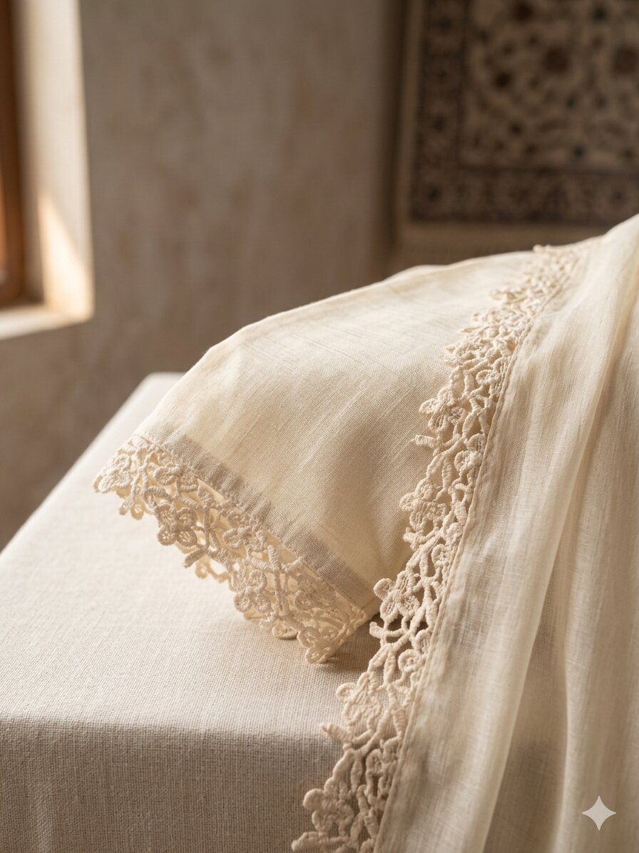 Elegant 2cm Off-White Cotton GPO Floral Jaal Craft Lace Trim