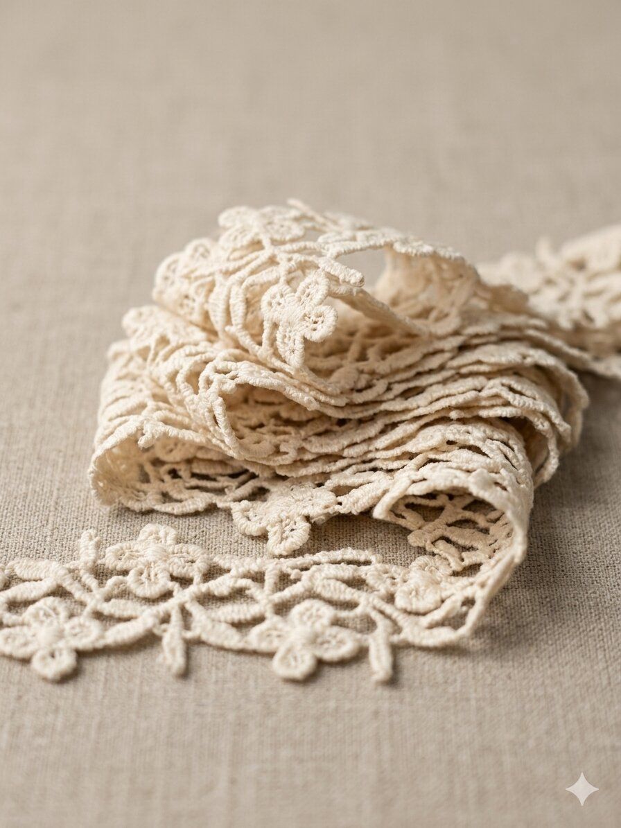 Elegant 2cm Off-White Cotton GPO Lace Trim for Saree, Kurti & Boutique Crafting – Intricate Floral Jaal Design- 9 meters - alternative angle
