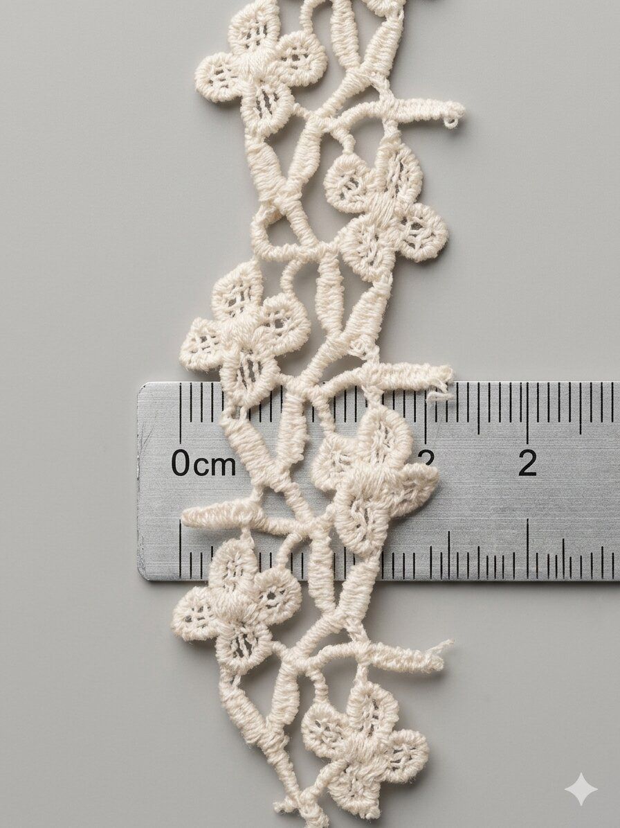 Elegant 2cm Off-White Cotton GPO Lace Trim for Saree, Kurti & Boutique Crafting – Intricate Floral Jaal Design- 9 meters - back view