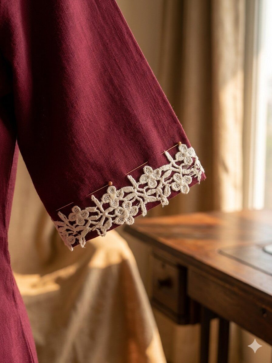Elegant 2cm Off-White Cotton GPO Lace Trim for Saree, Kurti & Boutique Crafting – Intricate Floral Jaal Design- 9 meters - detail view
