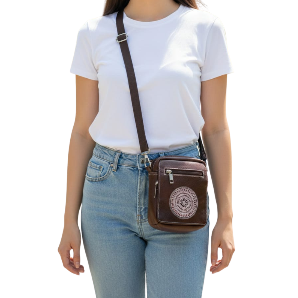 Genuine Leather Crossbody Sling Bag for Girls and Women - Main physical image