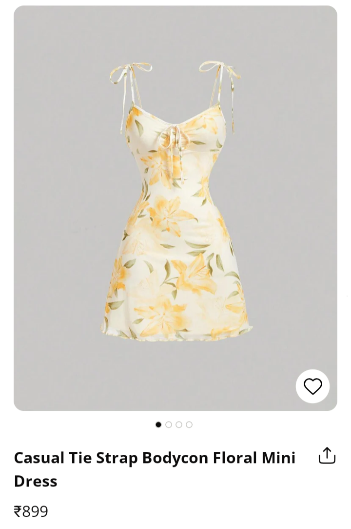 Women's Casual Tie-Strap Yellow Floral Mini Dress