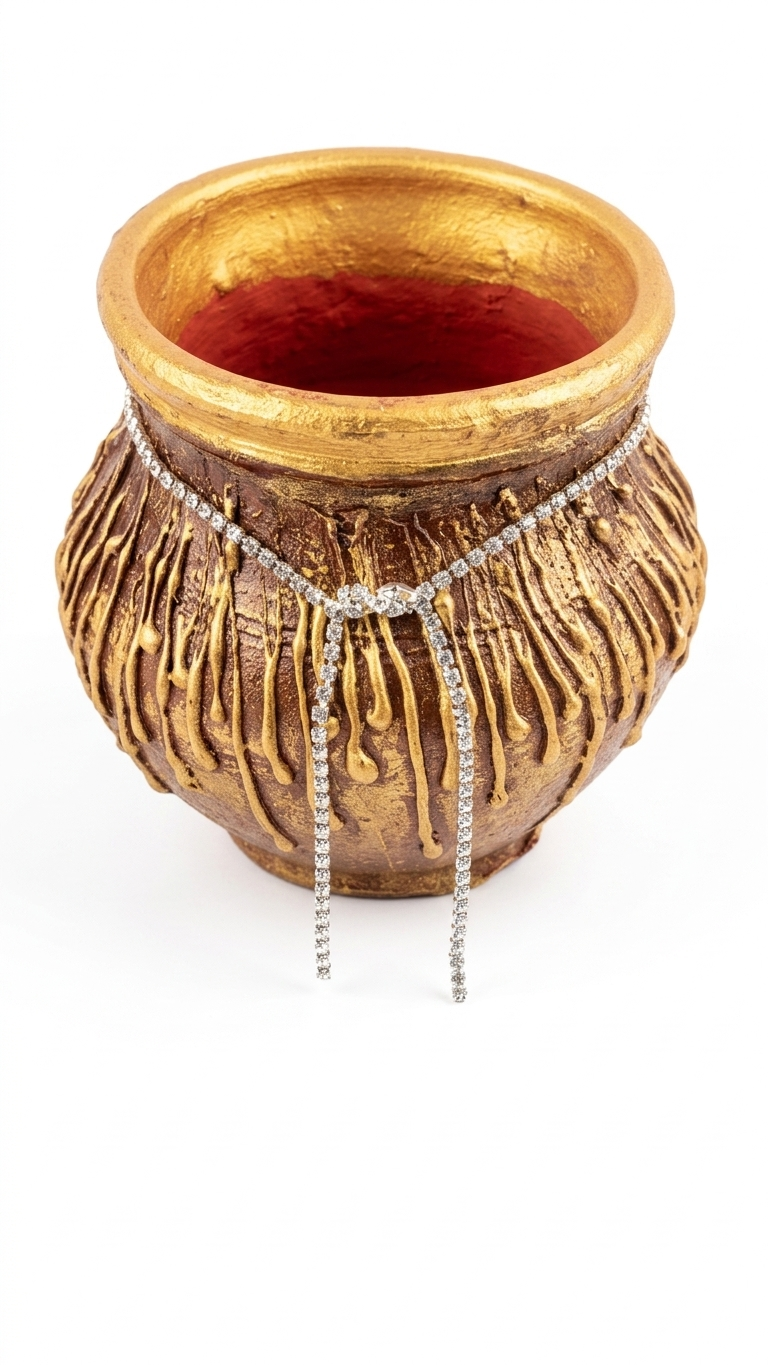 5 inches antique brown golden terracotta/ clay/ mitti/ earthen pot with…