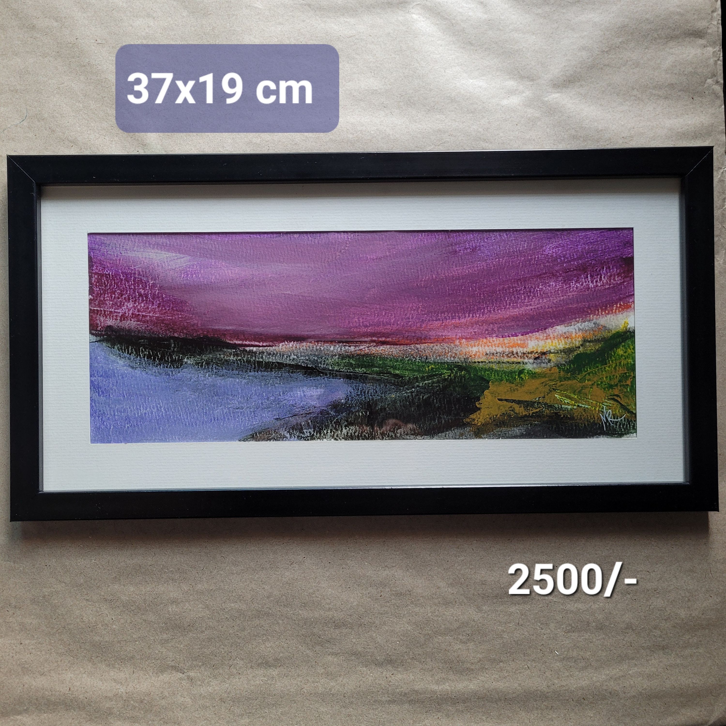 Framed Aatmik Velvet Dusk Original Mixed Media Landscape Painting