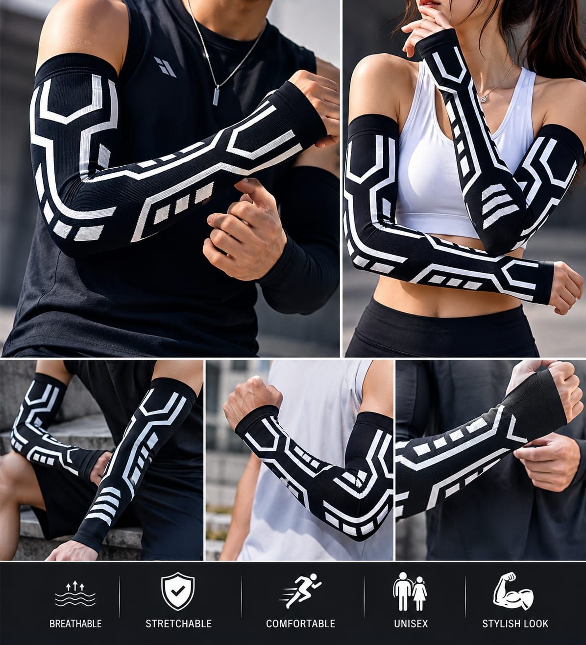 Breathable Cotton Sun-Protection Sports Arm Sleeves