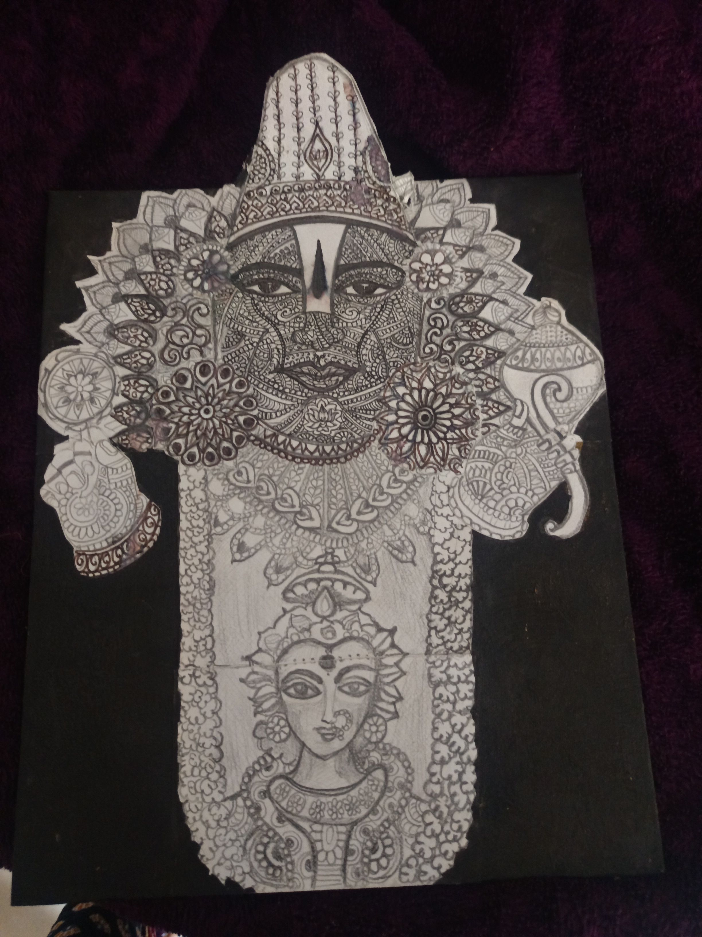 Divine Lord Vishnu & Mahalaxmi Mandala Fine Art Canvas Painting