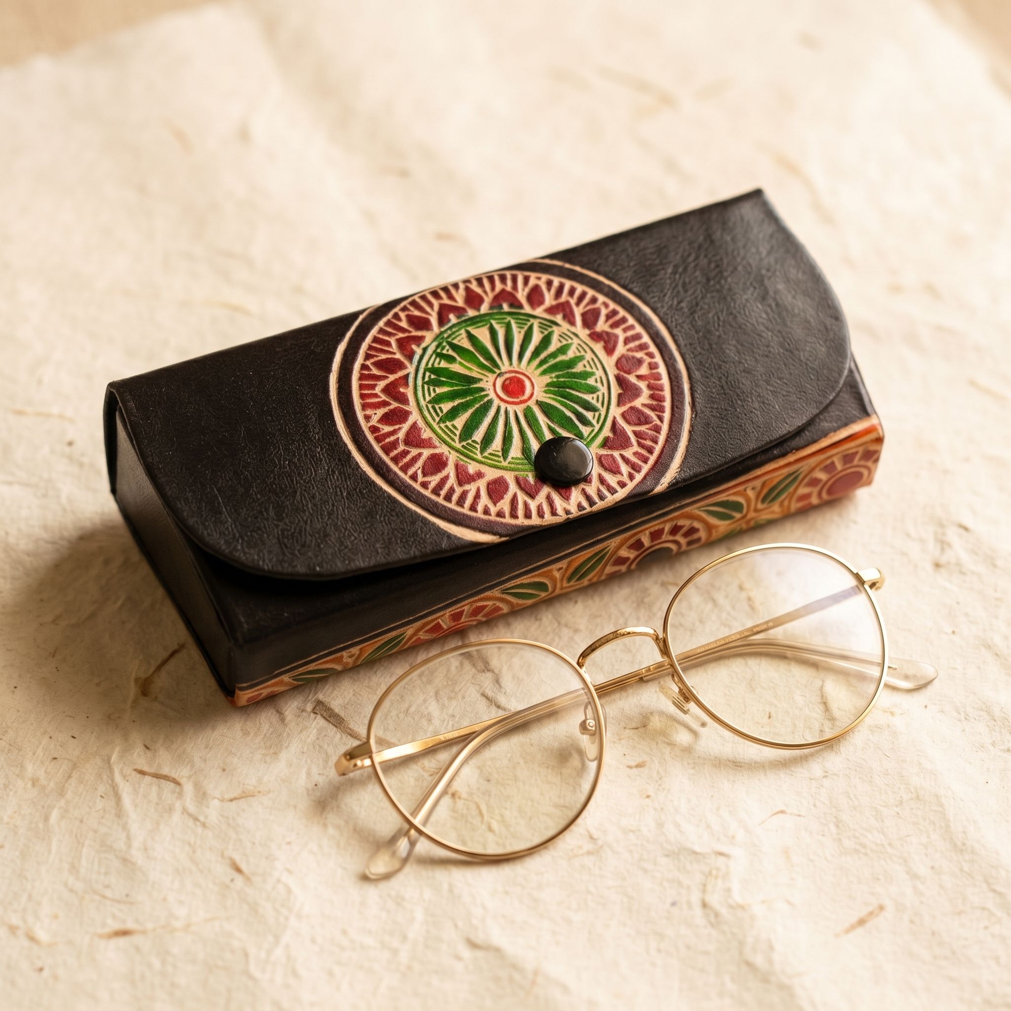 Genuine Leather Hand Embossed Designer Spectacle Case