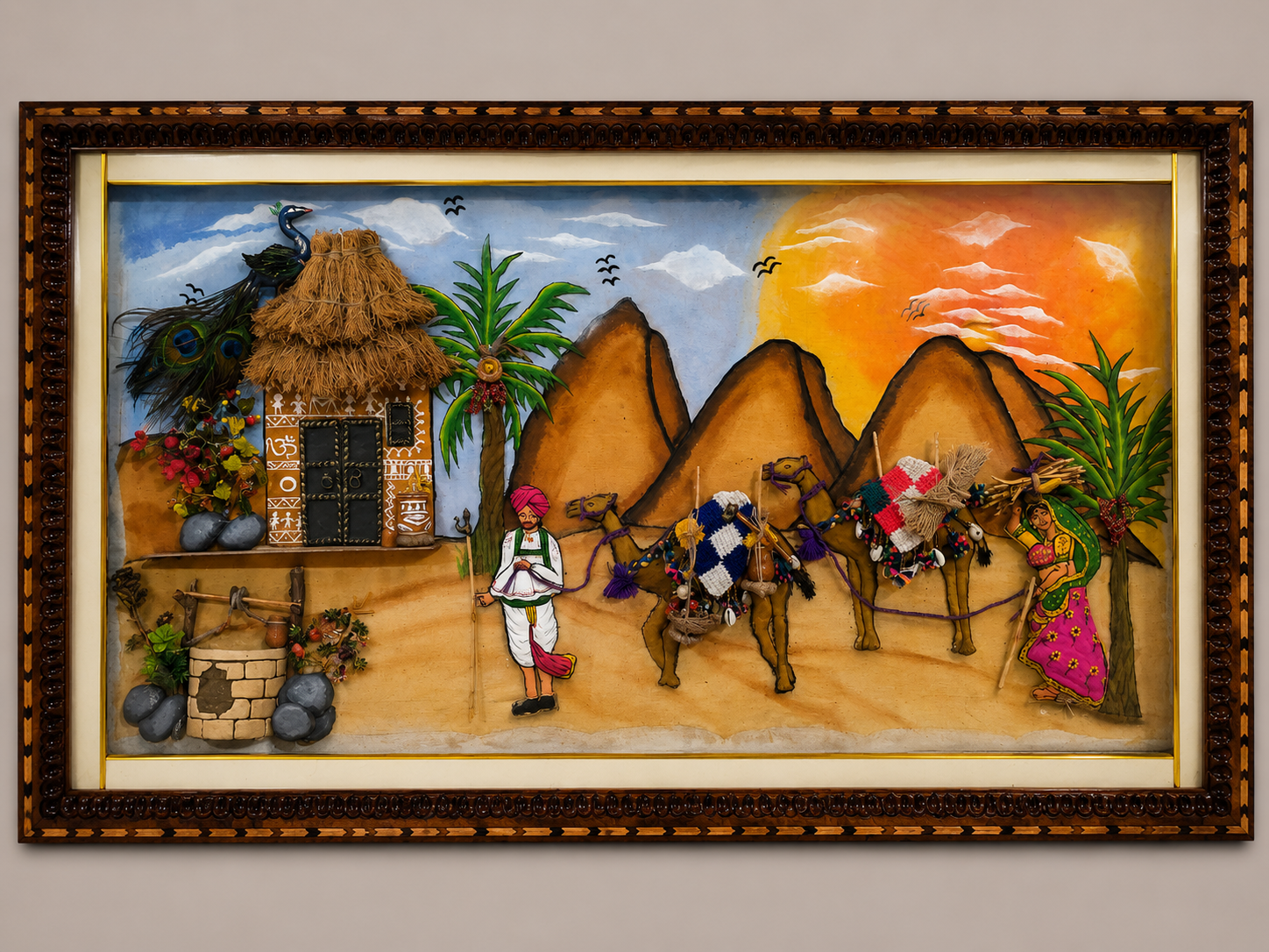 Handmade Cultural Village Landscape LED Wall Art - back view