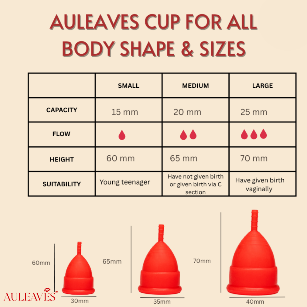 Auleaves Reusable Menstrual Cup with Steriliser Case | Medical Grade Silicone | ISO 10993 & CDSCO Certified | No Leakage, Up to 10 Hours Protection | Reusable for 5 years - back view