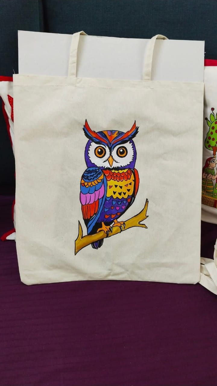 Artisan Hand-Painted Cotton Canvas Tote Bag