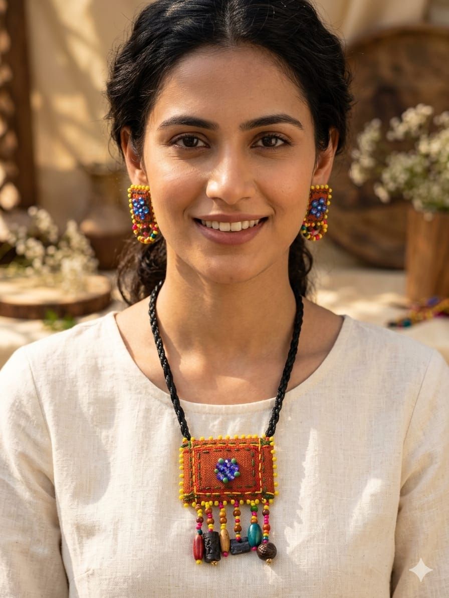Keshariya Boho-Chic Ethnic Statement Necklace Set
