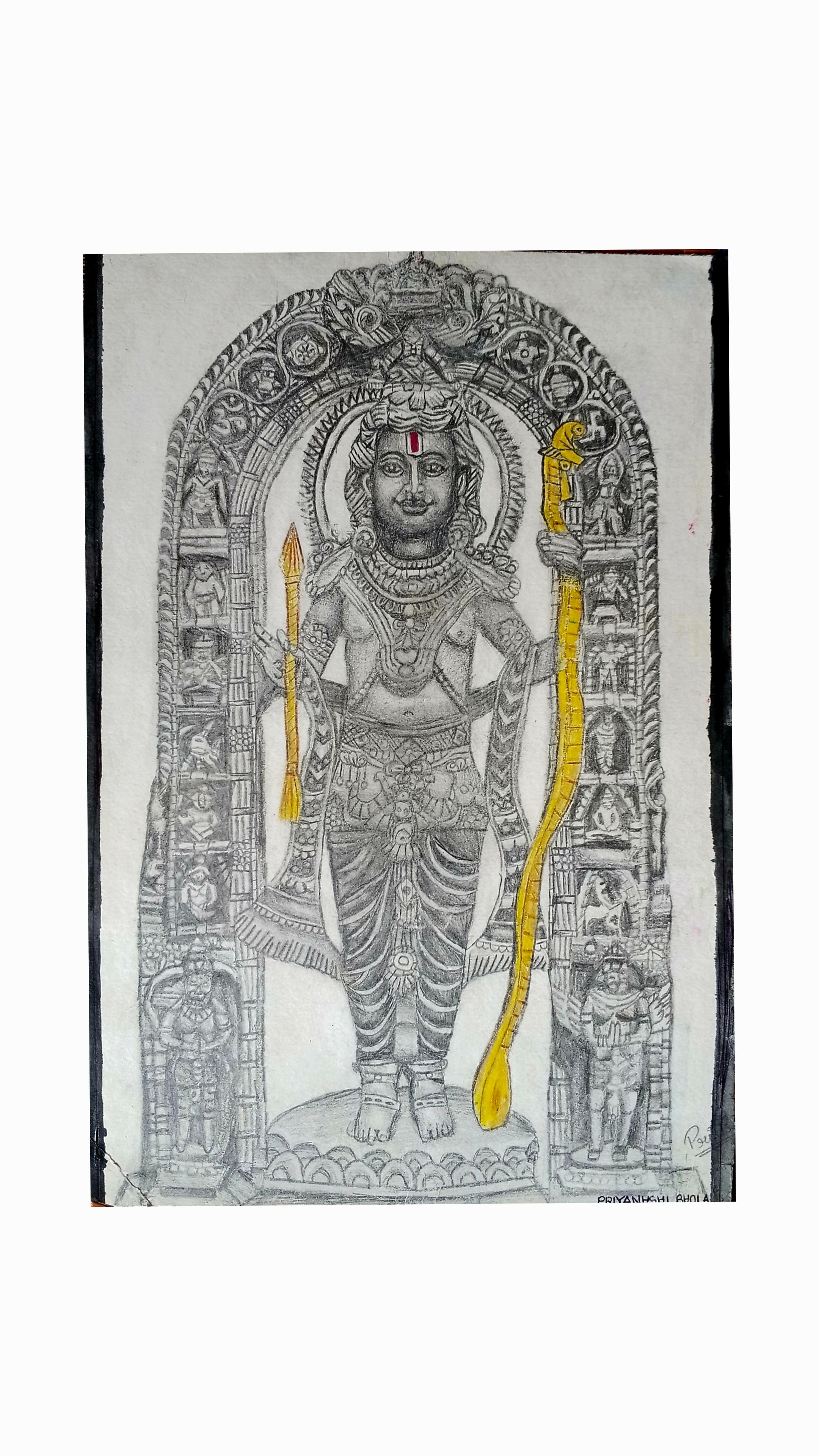 Sketch of Ram lala - back view